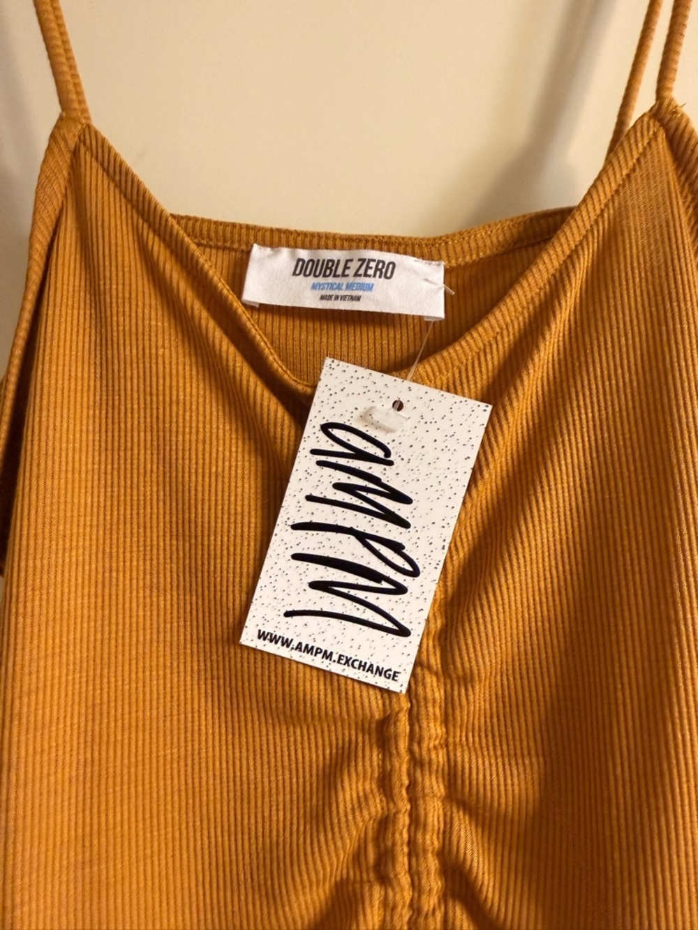 Double Zero Mustard Ribbed Drawstring Cami - Picture 3 of 4